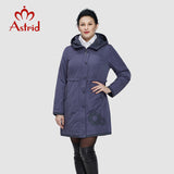 Astrid 2018 Women Trench Coat Women's Fashion Long Sleeve pattern embroidery casual women down Hooded Plus Size freeship AS-9568
