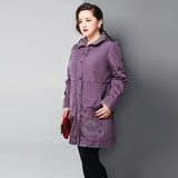 Astrid 2018 Women Trench Coat Women's Fashion Long Sleeve pattern embroidery casual women down Hooded Plus Size freeship AS-9568