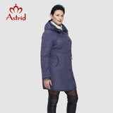 Astrid 2018 Women Trench Coat Women's Fashion Long Sleeve pattern embroidery casual women down Hooded Plus Size freeship AS-9568