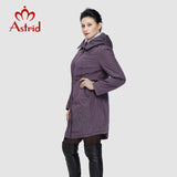 Astrid 2018 Women Trench Coat Women's Fashion Long Sleeve pattern embroidery casual women down Hooded Plus Size freeship AS-9568
