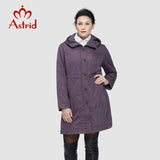 Astrid 2018 Women Trench Coat Women's Fashion Long Sleeve pattern embroidery casual women down Hooded Plus Size freeship AS-9568