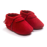 PU Suede Leather Newborn Baby Boy Girl Baby Moccasins Soft Moccs Shoes Bebe Fringe Soft Soled Non-slip Footwear Crib Shoes